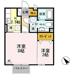 セジュール京 2Kの間取図画像