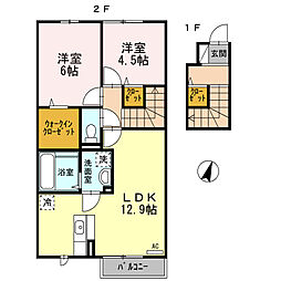 ウィット室積 2階2LDKの間取り