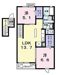 パストラール　ベルダ 4階2LDKの間取り