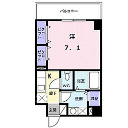 ロングハウス3 1Kの間取図画像