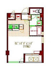 コリドールウエスト 1Kの間取図画像