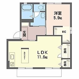シティ．カ−サ．桜 2階1LDKの間取り