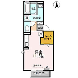 Ｌｉｂｅｒｔｙ中須 2階ワンルームの間取り
