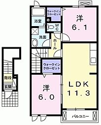 シュライン2 2LDKの間取図画像