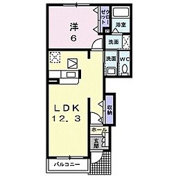 アルルA 1LDKの間取図画像