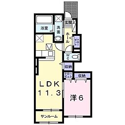 フェリーチェ　Ｂ 1階1LDKの間取り