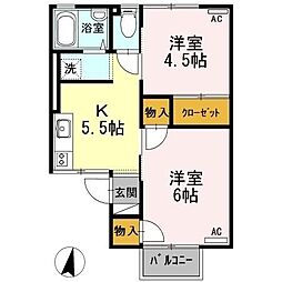 スワンF 2Kの間取図画像