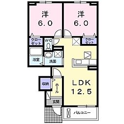 ＳＵＮ・オレンジ・ロード 1階2LDKの間取り