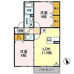 イルソーレ 2階2LDKの間取り