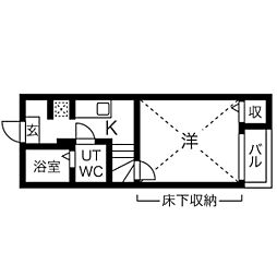 ヴェリテール本陣 1Kの間取図画像