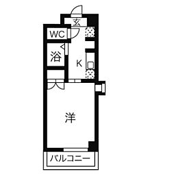 エトワール烏森 3階1Kの間取り