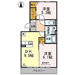ファミールシミズ　Ｄ 2階2DKの間取り