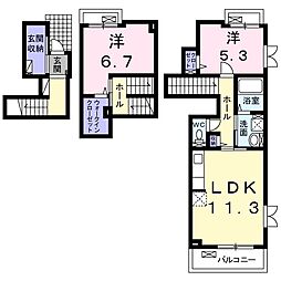 リヴェール 2LDKの間取図画像