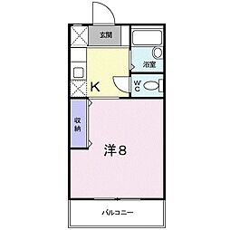 メゾンプライム 1Kの間取図画像