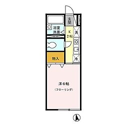 メゾンブランシュ 1階1Kの間取り