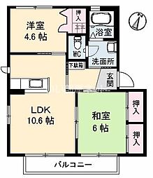 スターガーデン長府　カシオペア 2階2LDKの間取り