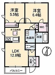 シャーメゾン右京 2LDKの間取図画像