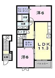 アルカンシエル 2LDKの間取図画像