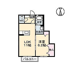 幡生ＳＨＭ　サンヒルズコート 2階1LDKの間取り