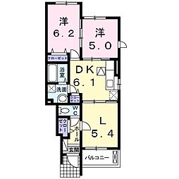 ルーチェ東武練馬 1階2LDKの間取り