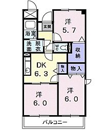 シャン・リヴィエール 3DKの間取図画像