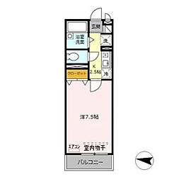 アイビスふじみ野 1階1Kの間取り