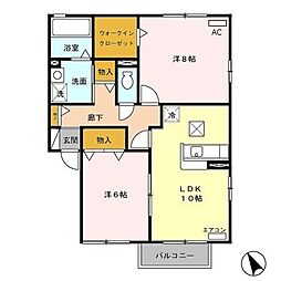 パピルスB 2LDKの間取図画像