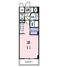 グレディオール 8階ワンルームの間取り