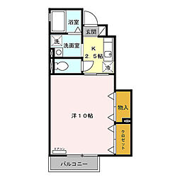 グランモアA 1Kの間取図画像