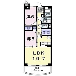 JR中央線 武蔵境駅 徒歩21分の賃貸マンション 1階2LDKの間取り