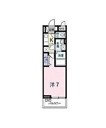 プリムローズK5 1Kの間取図画像
