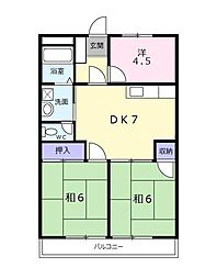 シャトレ三ヶ森2 3DKの間取図画像