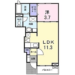 ドゥメゾンB 1LDKの間取図画像