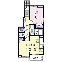 オレンジハウス 1LDKの間取図画像