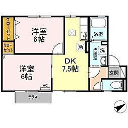 ウィルモア芳賀 2DKの間取図画像