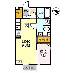 JR高崎線 北上尾駅 徒歩9分の賃貸アパート 1階1LDKの間取り