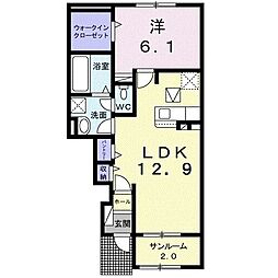 ラ・フェリーチェ1 1LDKの間取図画像