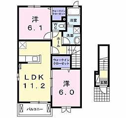 レジデンス　プラム　2 2階2LDKの間取り