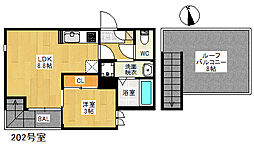 グランティックグリーン別府南 1LDKの間取図画像