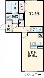イオメール折尾A 1LDKの間取図画像