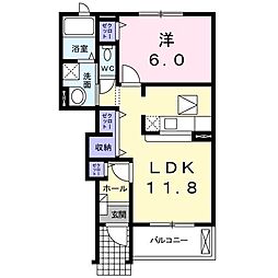 クレール2 1LDKの間取図画像