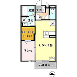 リビングタウンいせH 1LDKの間取図画像