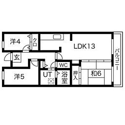 グランシャリオ草津 205 2階3LDKの間取り