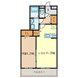 メゾン・ルーチェ 2階1LDKの間取り