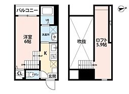 iocube ワンルームの間取図画像