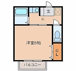 パレーシャル一本杉2号棟 1階1Kの間取り