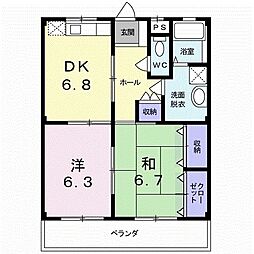 エステートSUGI2 2DKの間取図画像