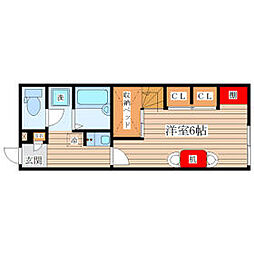 パークハイムV 2階1Kの間取り