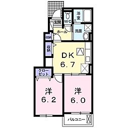 チェリーハウス 2DKの間取図画像