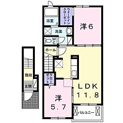 サニーコート大木戸A 2LDKの間取図画像